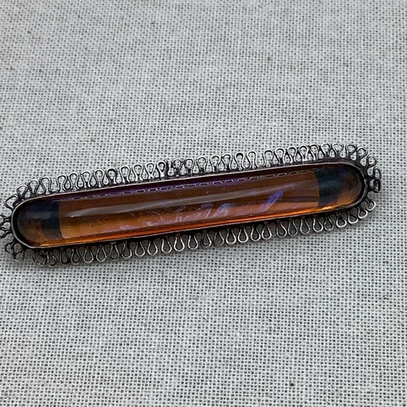 Antique Dragons Breath And Sterling Silver Brooch - Picture 3 of 4